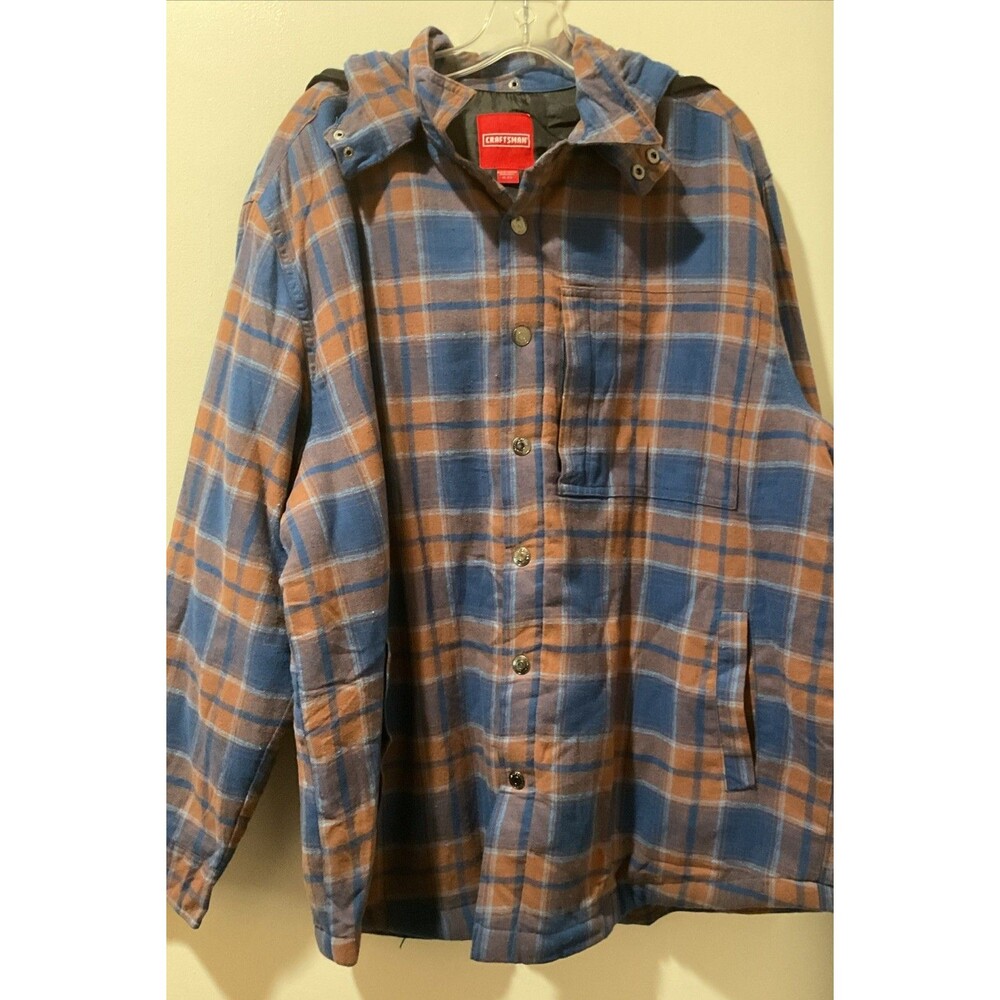 Craftsman Hooded Shirt Xl Men Plaid Detachable Hood